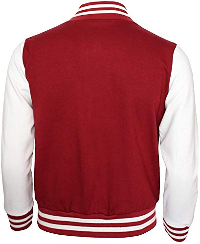 Mens New York City High School Jacket - College Bomber Varsity Baseball Letterman Fleece Maroon White Jacket For Boys #TOP2