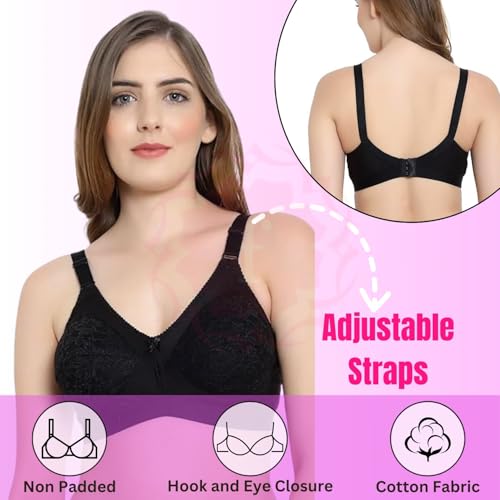 Image of Fashiol Women's Cotton Minimizer Saree Bra | Plus Size Full Coverage Non-Padded Heavy Bust Everyday Ladies Bras - 34 Till 50