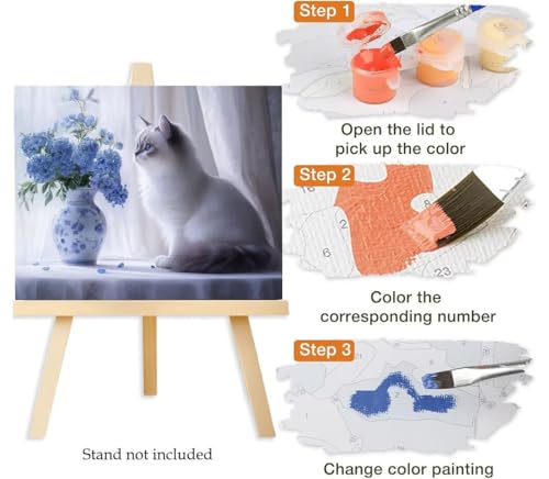 Pintar por numeros adultos gato cuadros DIY pintura acrilica kit completo 50x70cm 6