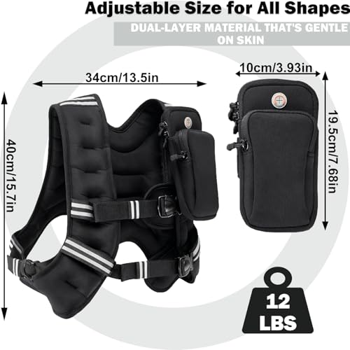 Image of Weighted Vest for Men Women, 12LB /16LB Weight Vest with Reflective Strips, Strength Training Running for Running, Training Workout, Jogging, Walking