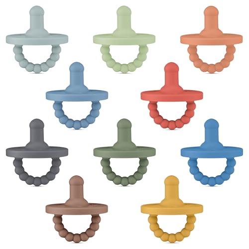 Image of Ryan & Rose Cutie PAT Pacifier Teether 10 Pack Assorted Colors (Monterey (Boy), Stage 1)