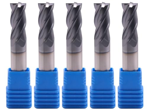 Image of 4 Flute Solid Carbide Square End Mill Set(5Pcs, 7 /16 inch), AlTiN Coated | 35 Helix, 7 /16 inch Cutting Dia, 7 /16 inch Shank Dia, 1 inch LOC, 2-3 /4 inch OAL For Milling Alloy Steel, Hardened Steel, Iron, Copper