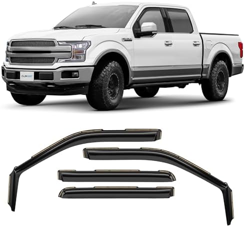 Lightronic In-Channel Window Visors For 2015-2024 Ford F-150 SuperCrew - Smoke Rain Guards - Foto 8