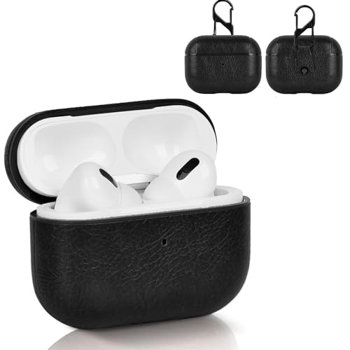 BUITFOU AirPods Pro 2 用 ケース(2023/2022)エアーポッズプロ2 ケースPU革 本革 AirPods Pro 2 レザーケース カバー キズ防止 耐衝撃 防塵 軽量 紛失防止 持ち運び便利(ブラック)