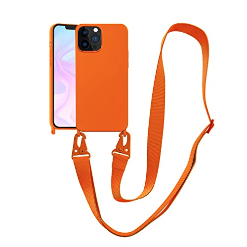 Image of Compatible with iPhone 14 Pro Max Case Lanyard Crossbody iPhone Strap Adjustable Shockproof Drop Protection Silicone Phone Cover for iPhone 14 Pro Max 6.7'' Neon Orange (Q6295-01)