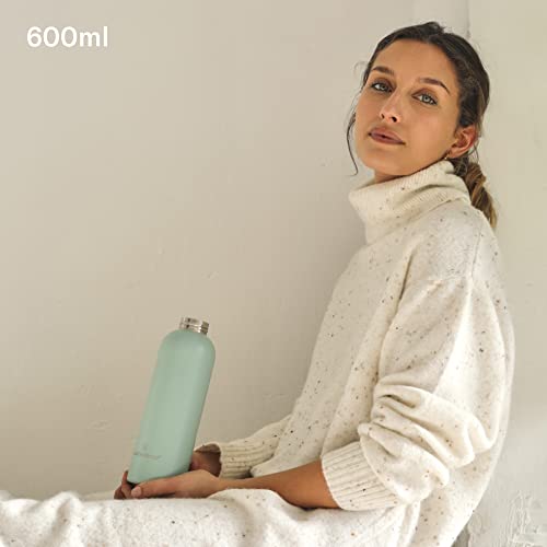 waterdrop® Stahlflasche 600 ml, isolierte Trinkflasche, auslaufsichere Thermoskanne, 24 Stunden kalt, 12 Stunden heiß, doppelwandige Edelstahl-Wasserflasche, bruchsicher geeignet