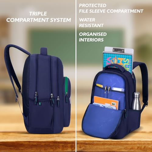 Image of United Colors of Benetton Unisex High-School Backpack LEGEND | 3-Compartment | Large Capacity Bag with Airmesh Padding | Backpack for School Girls and Boys | 28L Capacity