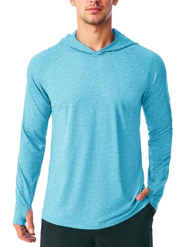MAGCOMSEN Men's UPF 50+ Sun Protection Hoodie Lightweight Long Sleeve Rash Guard Shirts Fishing Swim Athletic Workout