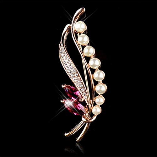 Image of Crystal Pearl Flower Brooches Pins Fashion Beautiful Created Rhinestone Floral Brooch Good Idea for Party Dance Wedding Banquet for Elegant Women Girl
