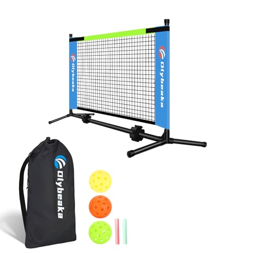 5ft / 10ft / 12.5 ft Mini Pickleball Net for Driveway Backyard with 3 Pickleballs, Carry Bag, Chalks, Portable Half Court Small Pickleball Net for Adults Kids Beginners Pros (Blue, 5ft)