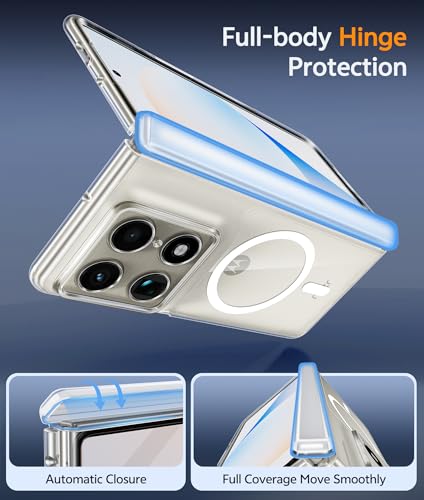 Image of FNTCASE for Motorola Razr Fold Case: with Hinge Protection Magnetic Clear Cases Compatible with Magsafe Military Grade Drop Protective Shockproof Anti Yellowing Transparent Phone Cover
