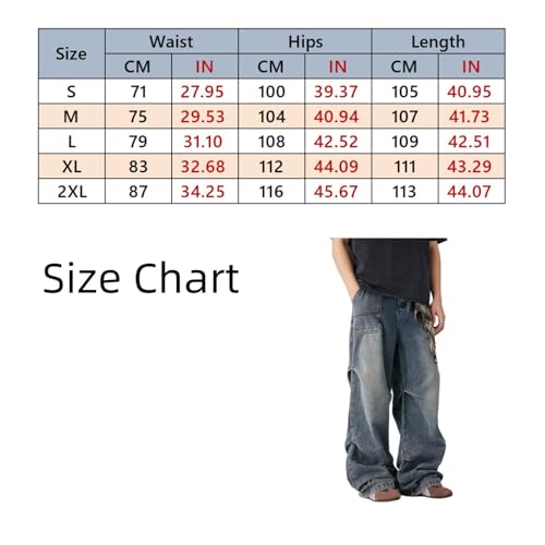 Y2k Washed Jeans for Mens Fashion Pleated Mid-Rise Loose Fit Denim Pants Streetwear4