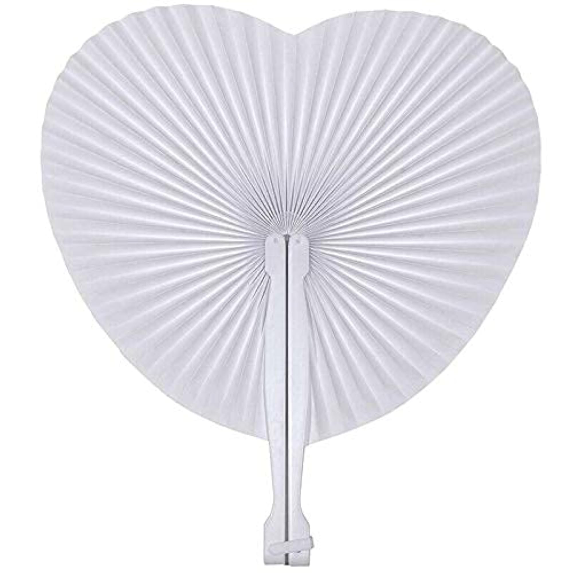 20 Pack White Wedding Heart Shaped Handheld Folding Fans