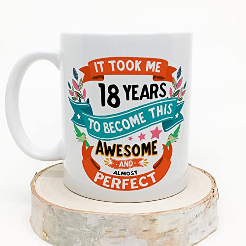 MUGFFINS Tazas 18 Cumpleaños - En Inglés - It took me 18 years to become perfect - 11 oz - Regalo original y divertido - Imagen 4