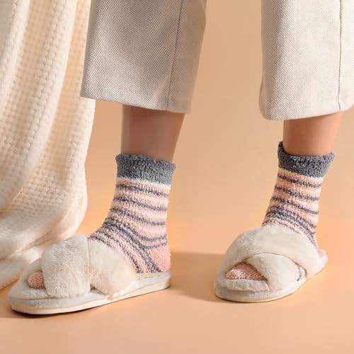 Image of Passionbility Fuzzy Socks for Women - Fluffy Socks Womens, Women Slipper socks of Coral Fleece