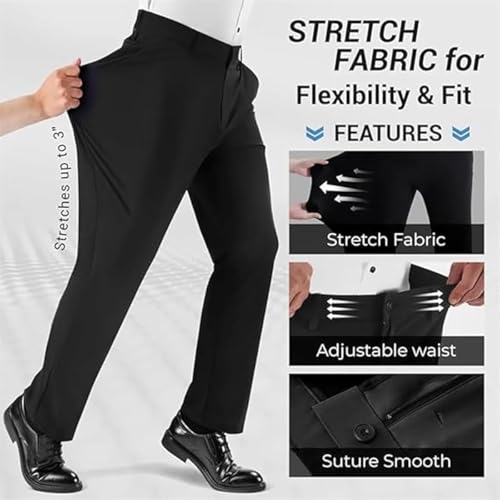 Calormas Mens Dress Pants, Timelessflex Men's High Stretch Straight Fit Pants, Timelessflex Dress Pan, Straight Fit3