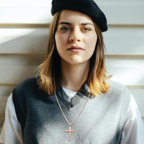 Image of Eusense Cross Necklace for Women Men Crucifix Pendant Sterling Silver 925 Cruz De Caravaca Cross Jesus Crucifix Jewelry