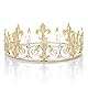 LEEMASING Royal Full King Krone Metall Kronen und Tiaras für Männer Cosplay Hochzeit Prom Party Dekorationen Krone Kopfbedeckungen Zubehör (Gold)
