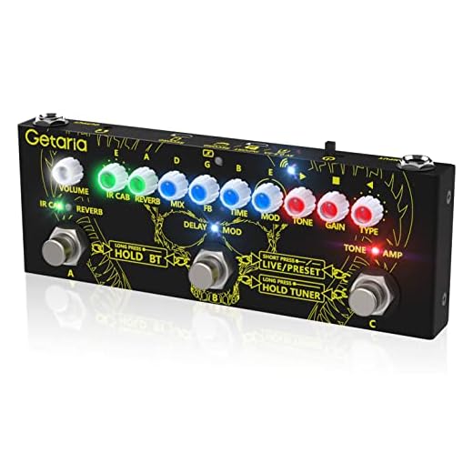 Getaria Pedales Guitarra Multiefectos Para Pedal de efectos con carga IR, sintonizador, amplificador/salida de auriculares de 3,5 mm, batería integrada