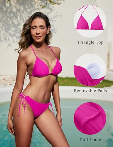Image of Women String Bikini Set Halter Side Tie Two Piece Swimsuit Triangle Bathing Suits