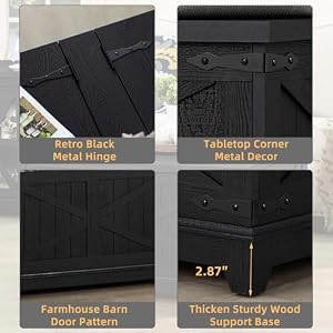 Farmhouse Coffee Table with Hidden Storage Organizer Black Square Large Center Table Wood Farm House Low Modern Living Room Tables with Hinged Lift Top for Home Office