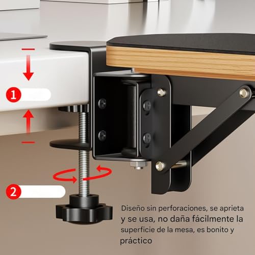 Reposabrazos de ordenador para evitar dolor de codo con madera giratoria 90° 6