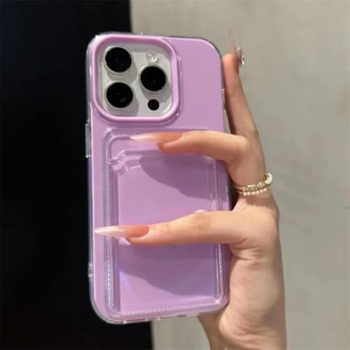 Étui 2 en 1 iPhone 11 violet avec porte-cartes intégré et coque transparente antichoc en TPU