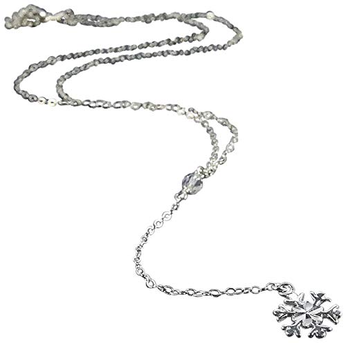 Snowflake Pendant Lariat - Sterling Silver Y Necklace - Winter Wedding Jewelry Gift for Bridesmaids