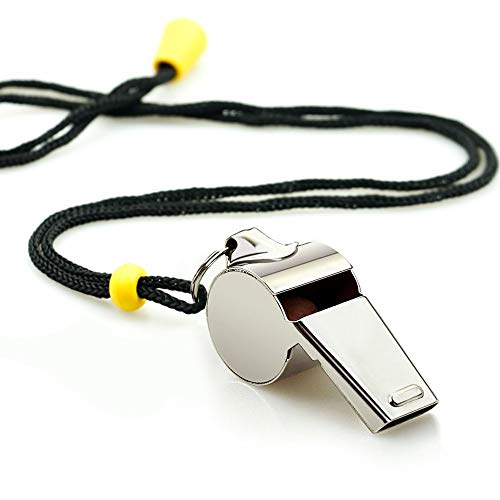 Hipat Whistle, 2 Pack Stainless Steel Sports Whistles With Lanyard, Loud Crisp Sound Whistles Great For Coaches, Referees thumb #3