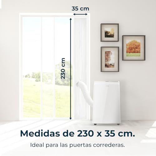 Miniatura 3 de Cecotec Acople Cubierta Aislante Universal De Ventanas Para Aire Acondicionado Portátil 230x35cm. 100 Poliéster, Resistencia Y Durabilidad, Aisla Del Exterior, Cremallera Y Cinta Adhesiva