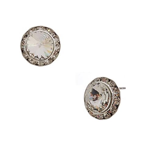 Silver Plating Element Crystal 15mm Rondelle Circle Round Stud Earring Cover