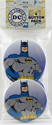 Boutons Batman DC Comics en lot de 6 grands badges de 7,6 cm pour fans
