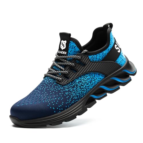 Image of SUADEX Steel Toe Sneakers for Men Women Indestructible Work Safety Shoes Lightweight Comfortable Slip Resistant Composite Toe Blue