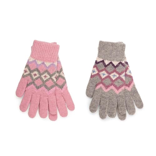 Mitaines d'hiver en laine pour femme lot de 2 gants tricotés extensibles taille unique