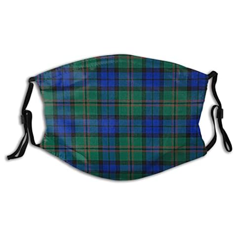 Adult Plaid Pattern Cloth Face Mask Comfortable Masks Design Washable Reusable with 2 Filters Adjustable Balaclava for Man, Black, One size Cover