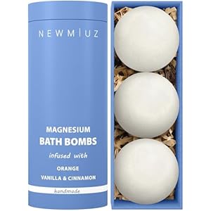 Magnesium Bath Bombs Post Workout Recovery Sore Muscles Tension Epsom Salt Bath Infused with Vanilla Cinnamon Orange Perfect Stocking Stuffers Gift
