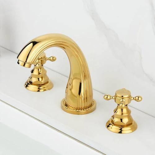 Mitigeur de lavabo haut de gamme style rétro chic couleur or pour salle de bain