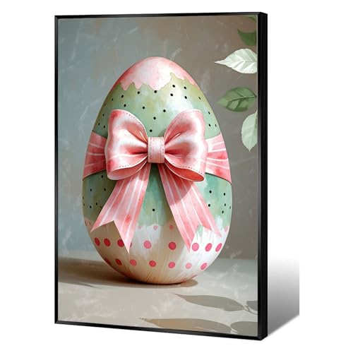 Easter egg poster with bow, exquisite holiday wall decoration, modern