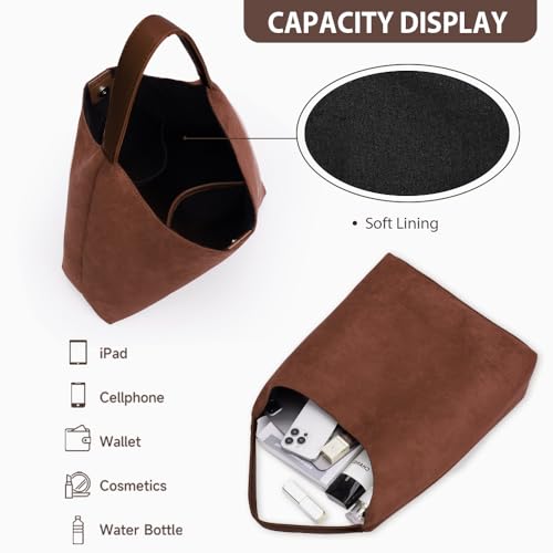 Image of YFGBCX Tote Bags for Women Work Bags Suede Slouchy Bag Hobo Handbag Office Tote Handbag