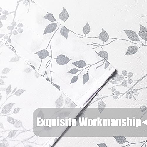 Beauoop Gray Cafe Tier Curtains For Kitchen Leaf Floral Pattern Farmhouse Half Window Curtain Panels For Living Room Cafe Bathroom Basement Rod Pocket Window Treatment Set, 28" W X 24" L, Set Of 2 #TOP3