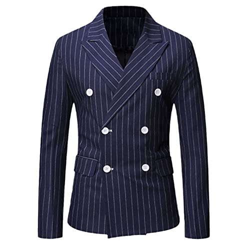 Blazer à rayures noires Kelsiop double boutonnage veste marine XXL