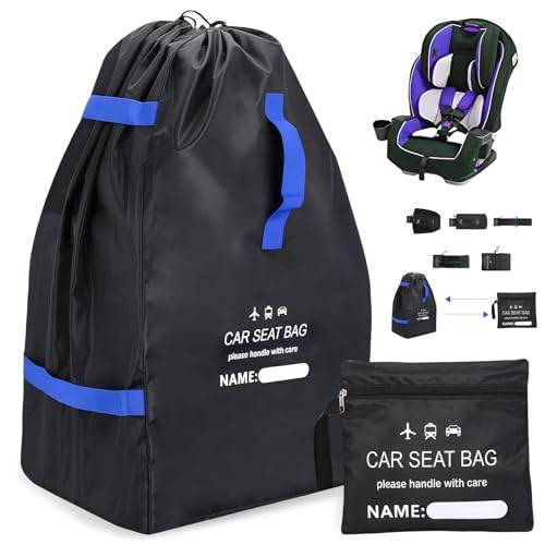 LEKEFETO Transporttasche Kindersitz, Gate Check Reisetasche für Flugreisen, Kindersitz Transporttasche, Transportable Reisetasche, für Kinderwagen, Buggy Kindersitz - 85 x 45 x 45 cm - Schwarz + Blau
