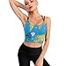 Casual Support Yoga Bra Educational World Map, Padded Gym Running Workout Tank, Wirefree Sports Top for Women & Girls