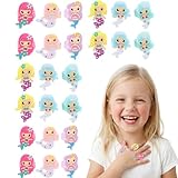 STOBOK 24pcs Kids Mermaid Rings Little Girls Rings Toy Decorative Jewelry Toy for Kids Mermaid Birthday Baby Shower Party Favors (Random Color)