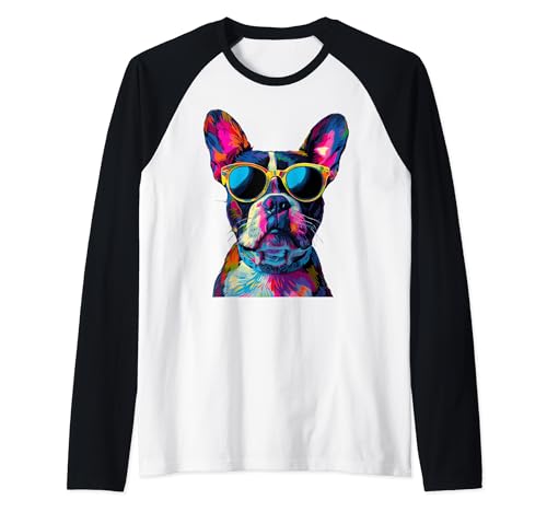 Los amantes del Boston Terrier diseñan un divertido Boston Terrier de arte pop Camiseta Manga Raglan