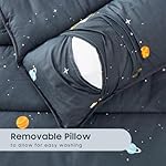 Wake In Cloud - Toddler Nap Mat with Pillow and Blanket, 100% Cotton Fabric, for Kids Boys Girls in Daycare Kindergarten Preschool, Roll Up Sleeping Bag, Gray Spaces, Standard - Image 5