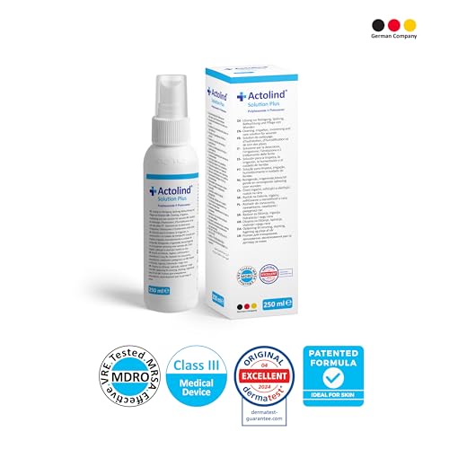Actolind Solution Plus 250 ml – antiseptische Wundspüllösung | mit Sprühkopf | schmerzfreie Reinigung & Befeuchtung | Medizinprodukt CE III | PZN 17586895