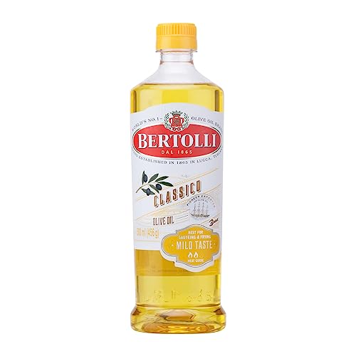 Image of Bertolli Classico Olive Oil- Pure Olive Oil- All purpose cooking oil- Mild Taste-Grilling, Roasting-Italian Brand World no 1- From the makers of Figaro- 500ml Bottle