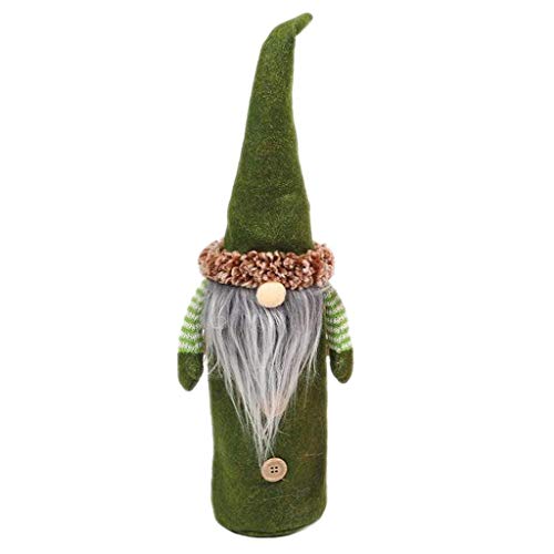 petsola Funda de Botella de Vino de Gnomo de Navidad con Cordón Funda de Bolsa de Botella de Vino de Santa Claus - Verde, tal como se describe