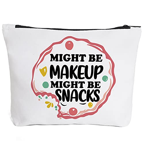 Funny Makeup Cosmetic Bag Zipper Pouch | Cute Might Be Makeup Might Be Snacks Cosmetic Travel Bag Toiletry Make-Up Case Multifunction Pouch Gifts for Women Girls Friend Mom Sister Teens